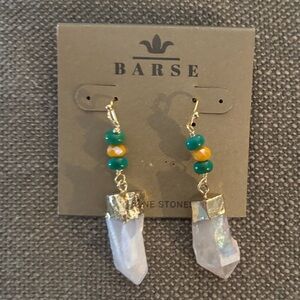 Studio Barse Gold and Teal Beaded Earrings
